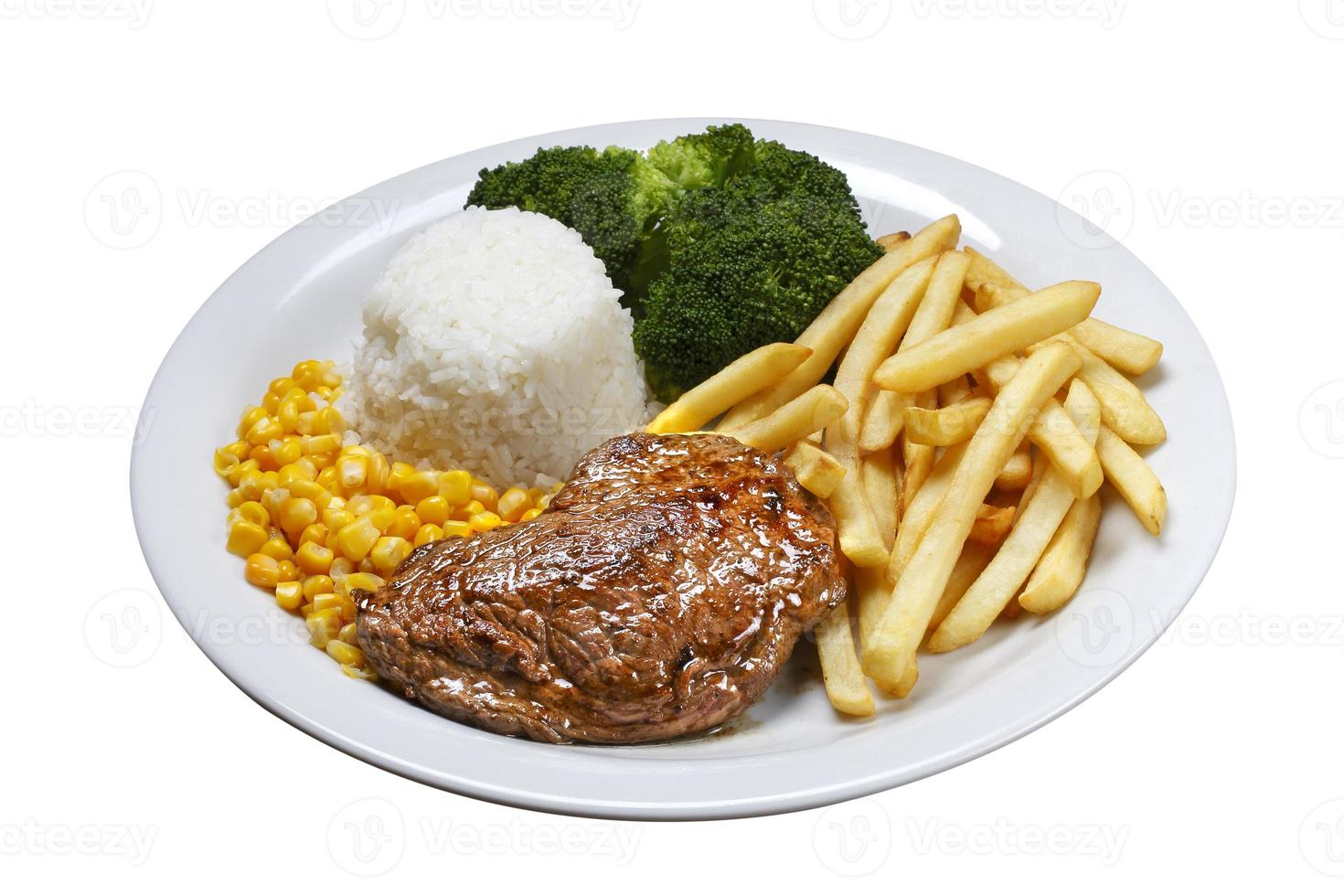 Rice with potatoes and meat. photo
