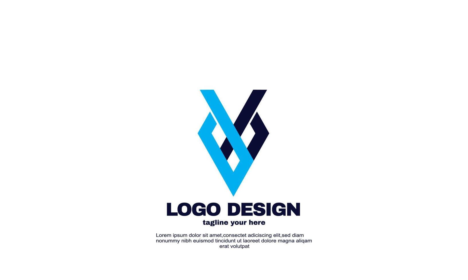 awesome best idea simple company business logo design template blue navy color vector