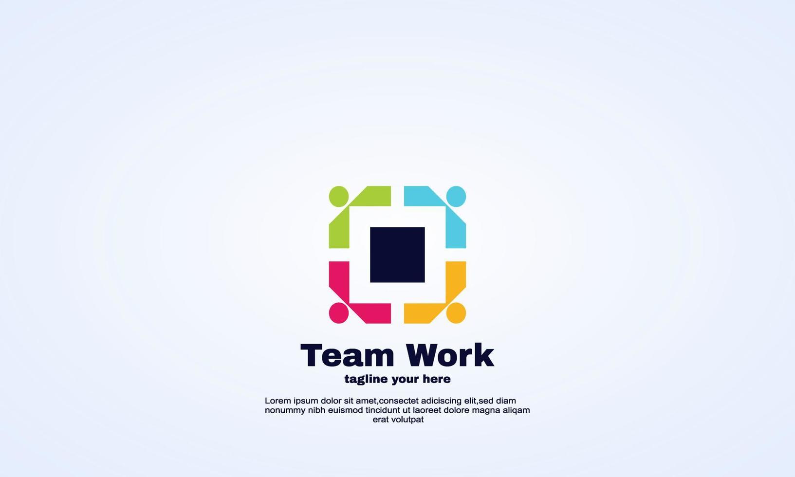abstract idea unity people team work logo design template vector