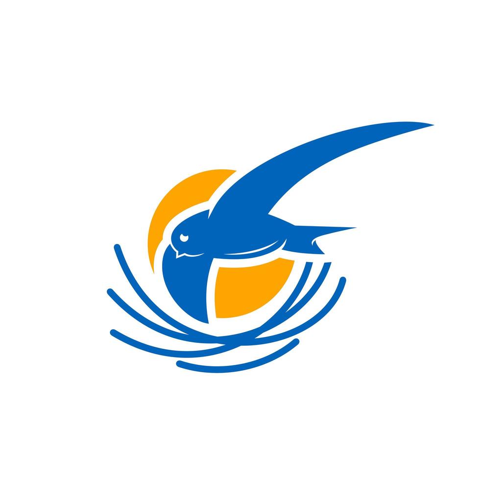flying swallow animal logo vector