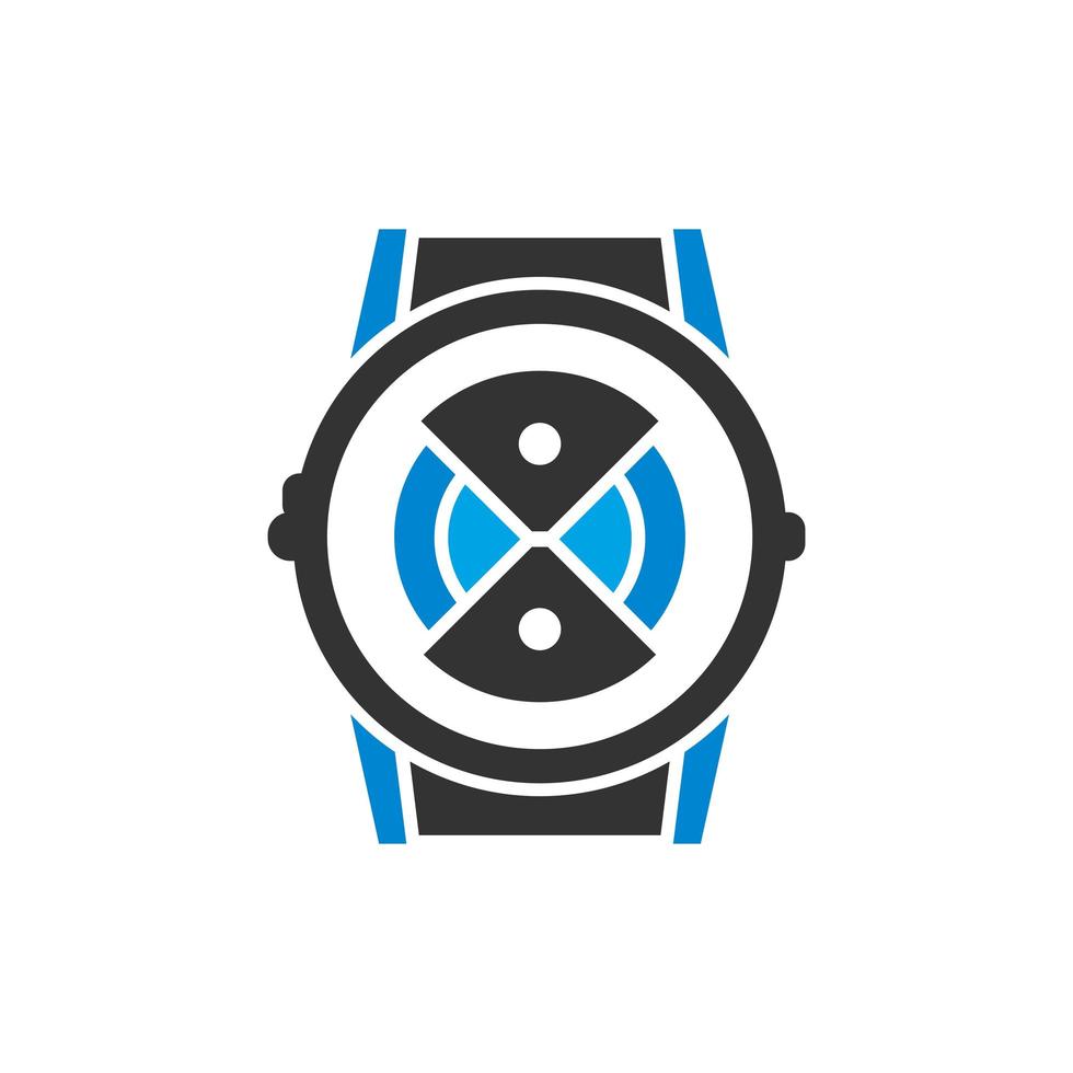 diseño de logotipo de tecnología de reloj vector