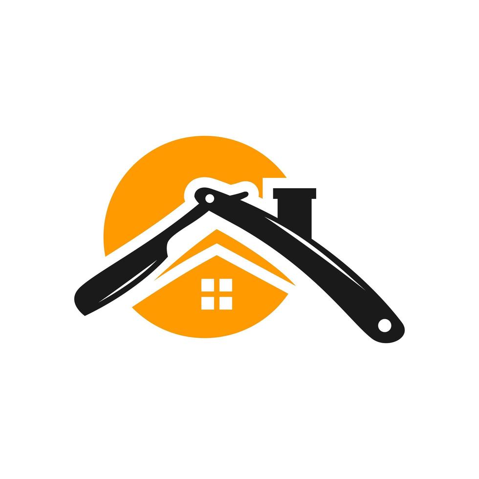 hair barber house logo vector