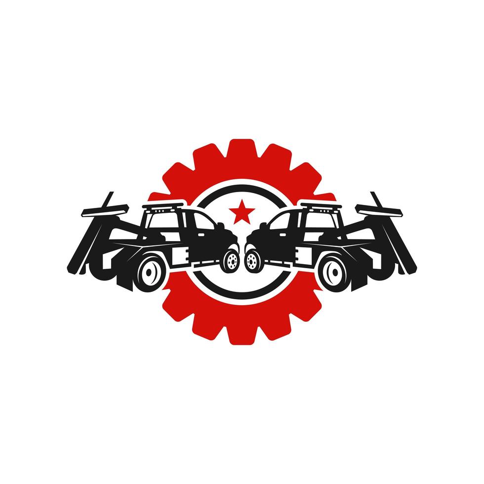 logotipo del servicio de transporte de vehículos de remolque vector