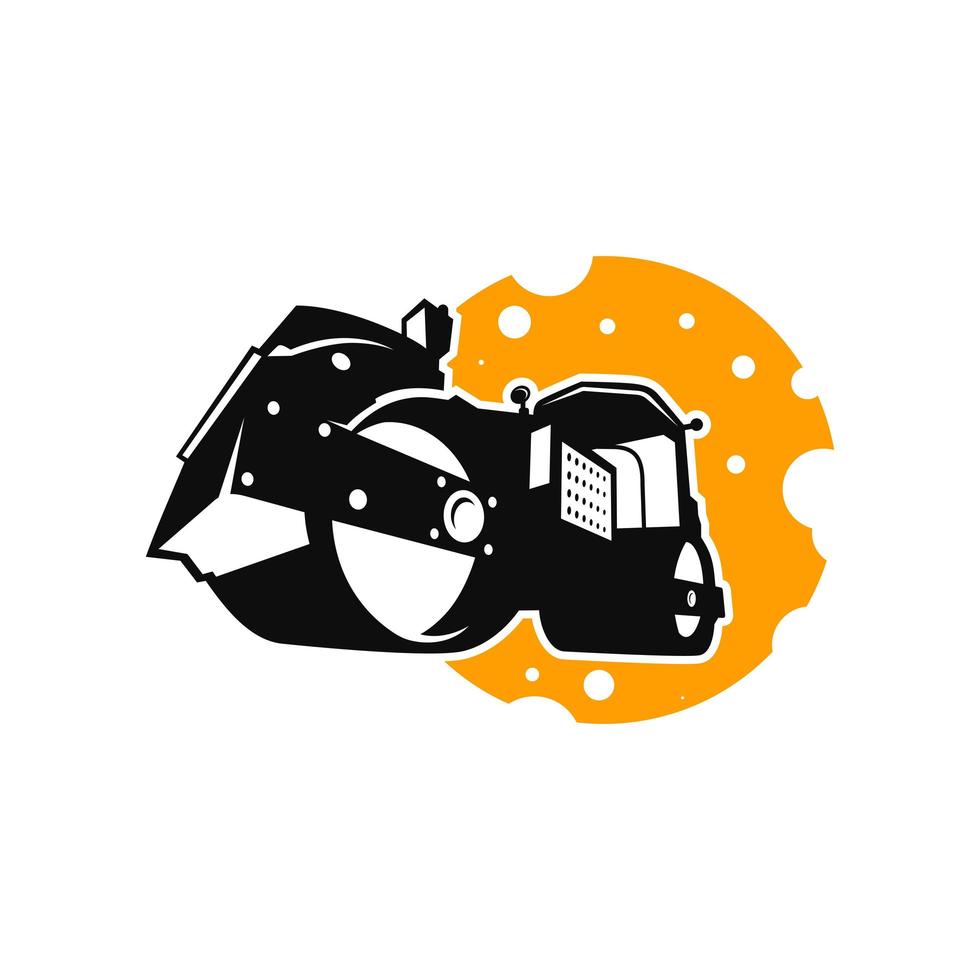 Tandem roller asphalt road construction tool logo vector