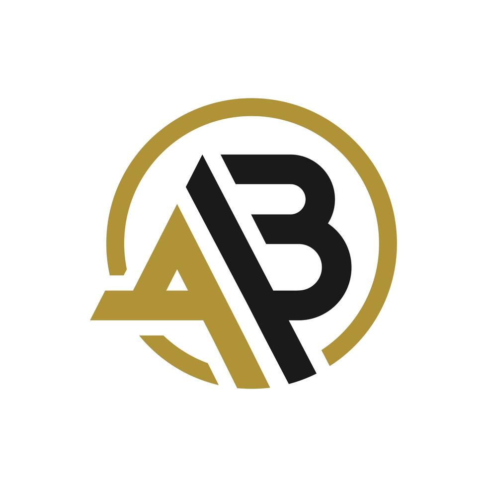 monogram circle logo with letter AB vector