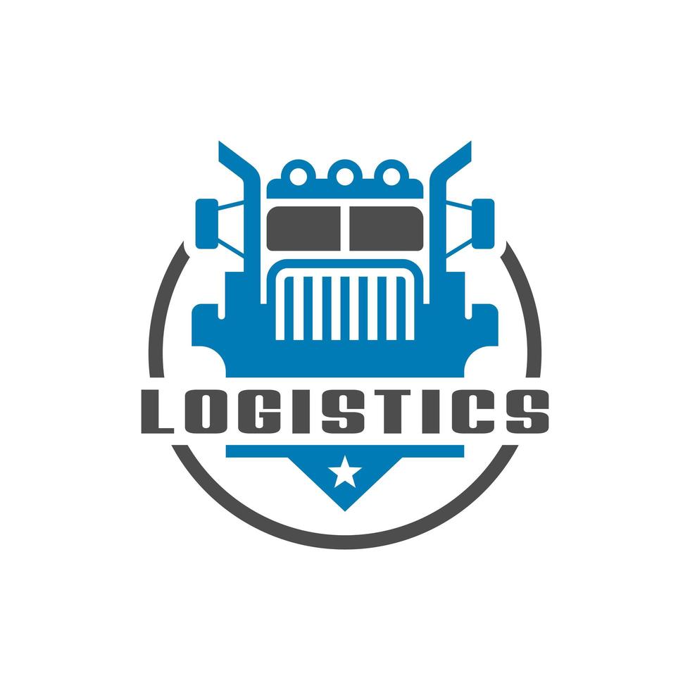 logistics truck shield logo vector