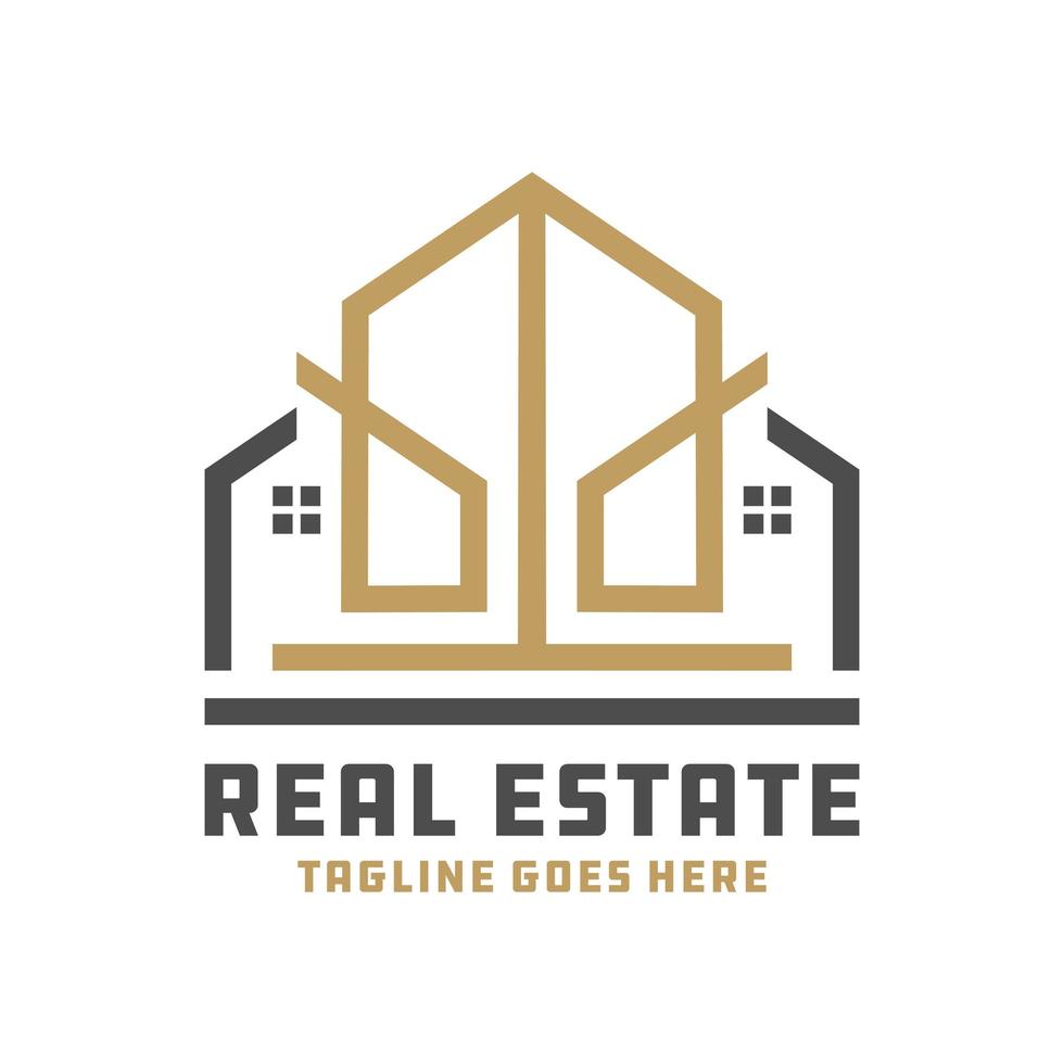 logotipo de esquema de construcción de viviendas vector