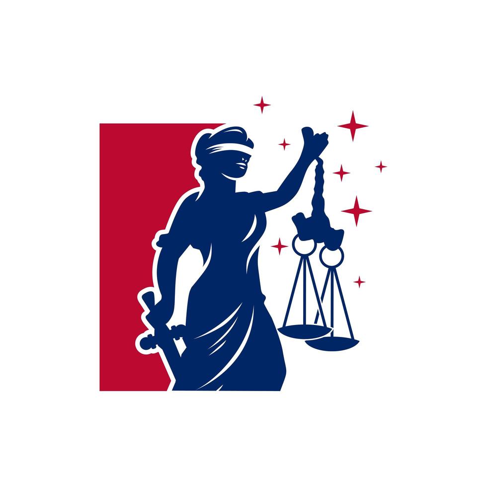 logotipo de la diosa de la justicia con espada vector