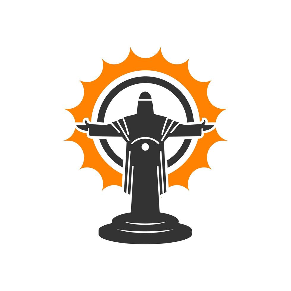 jesus cross statue illustration logo vector