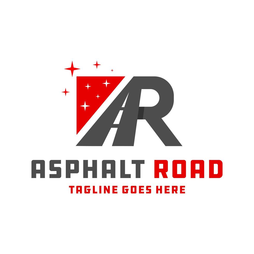 asphalt road construction logo with letters AR vector