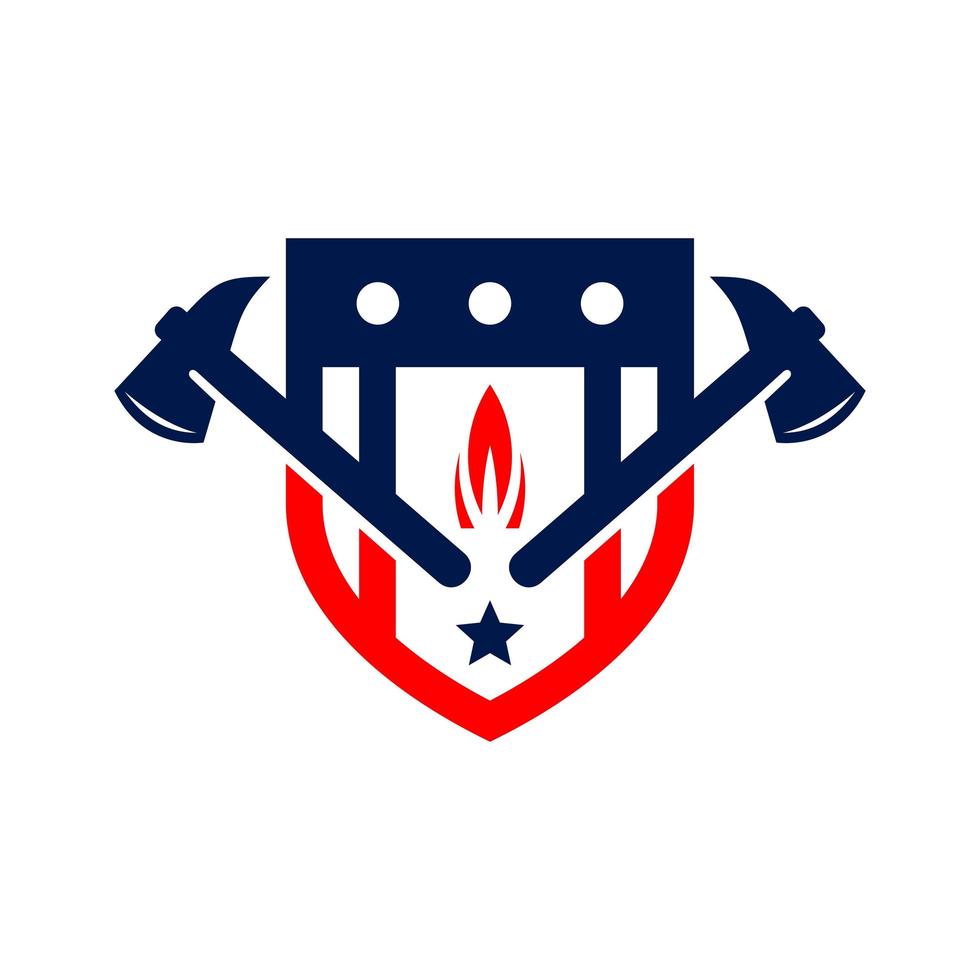 firefighter shield illustration logo vector