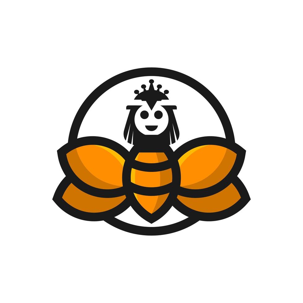 queen bee illustration logo design vector