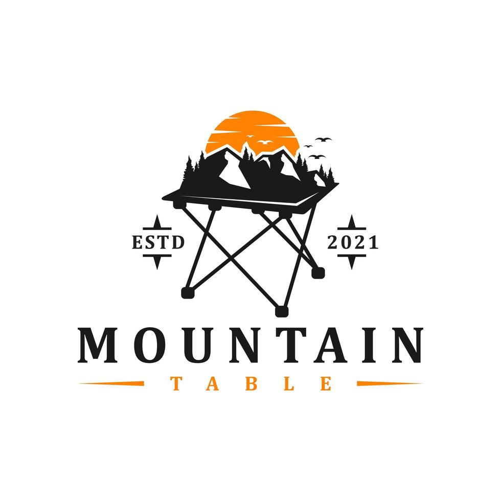 table mountain illustration logo design vector