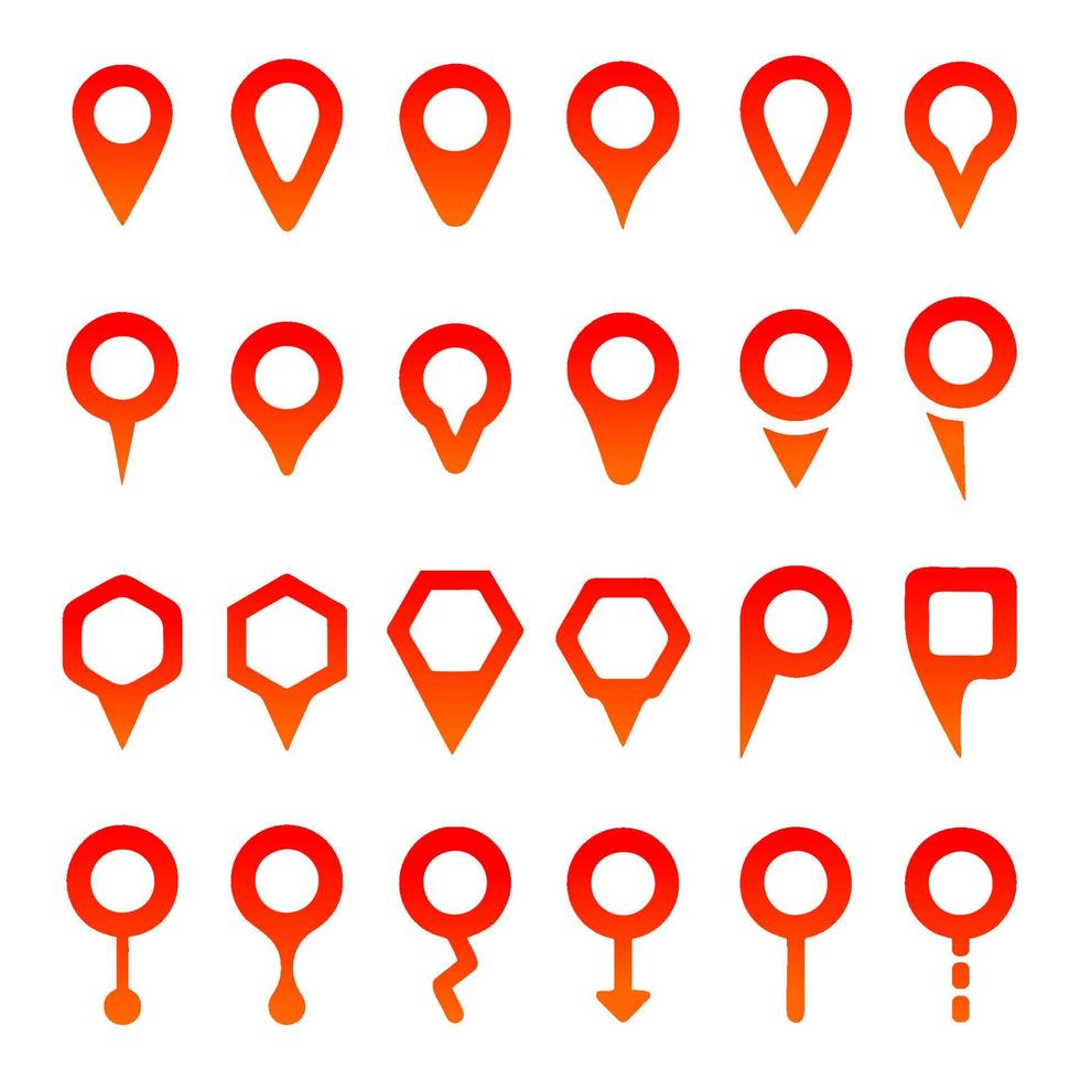 Map Pointer gradient icons on white background vector