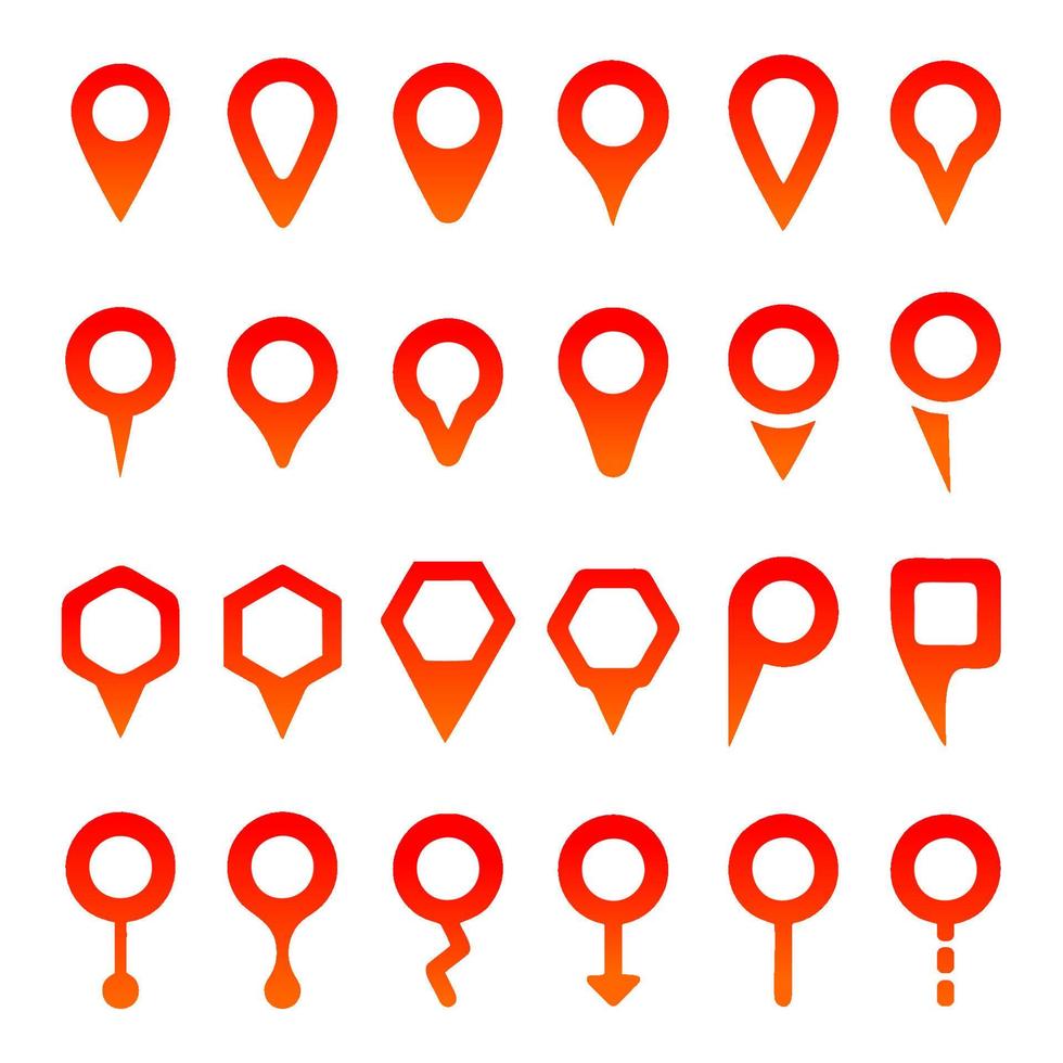 Map Pointer gradient icons on white background vector