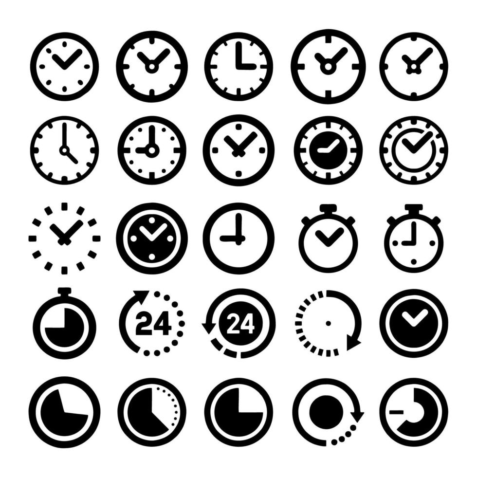 iconos de tiempo y reloj sobre fondo blanco vector