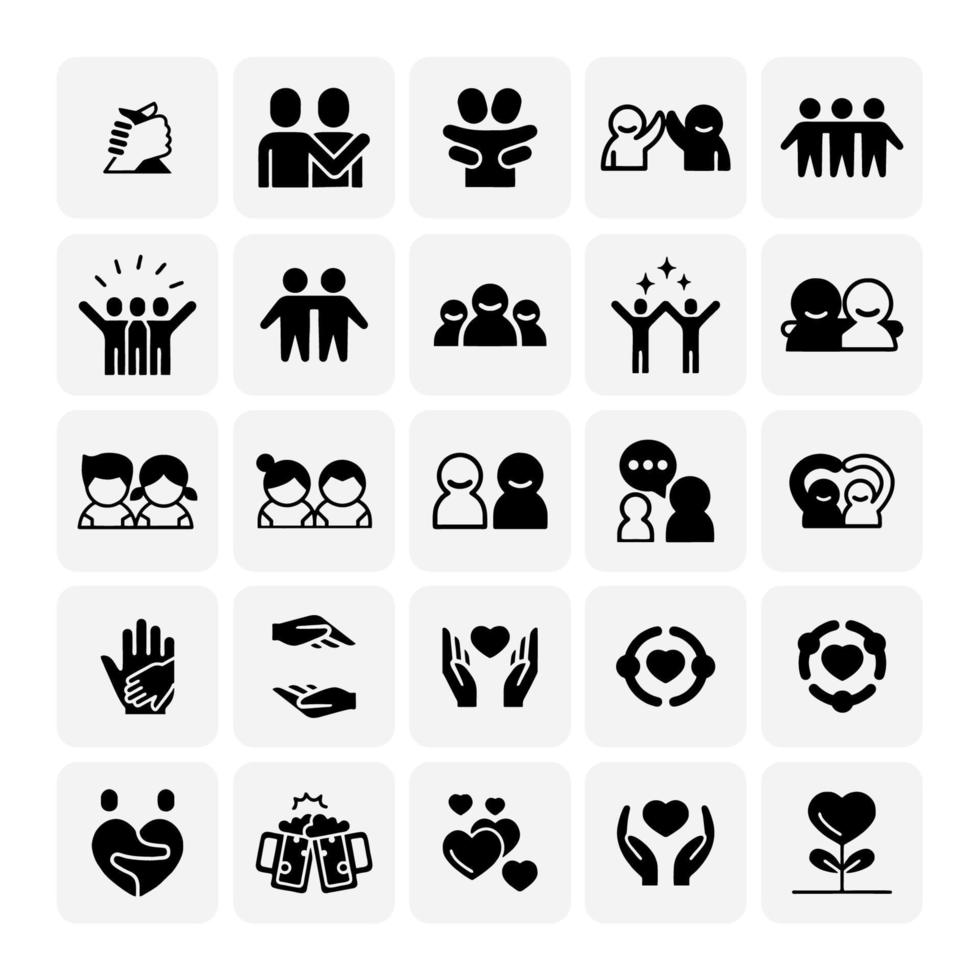 iconos de amistad vector diseño negro