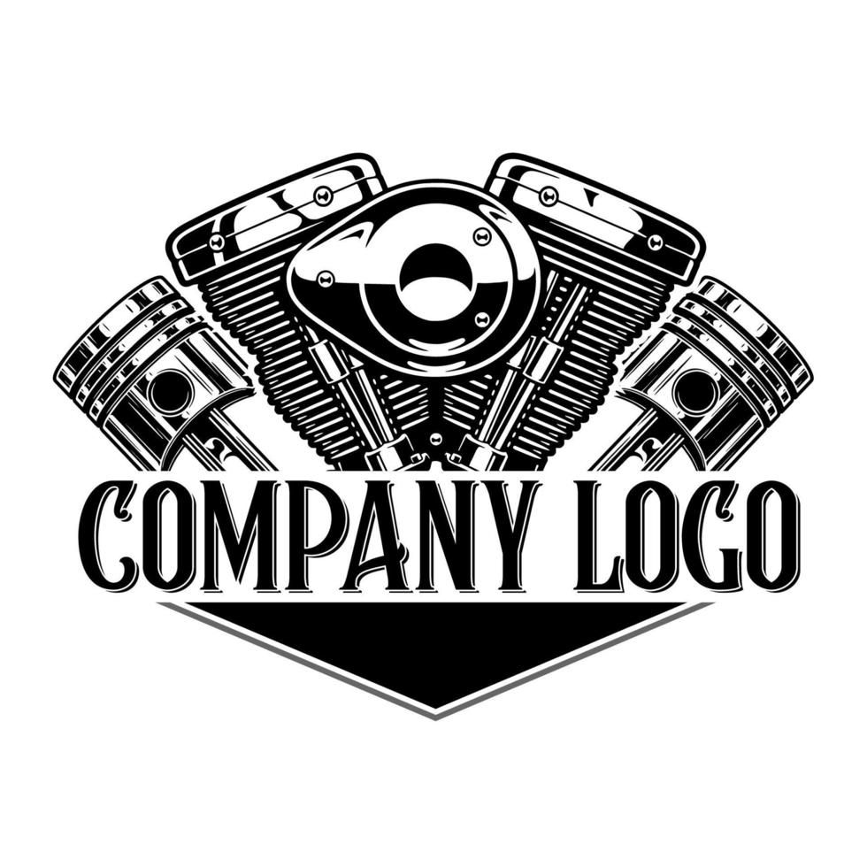 Auto Car Logo Badge With Piston And Engine Element vector