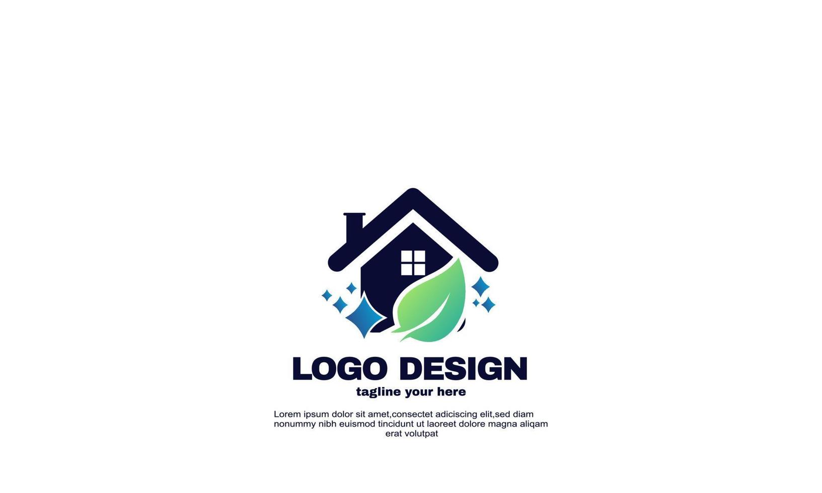 abstract clean house logo design vector nature leaf