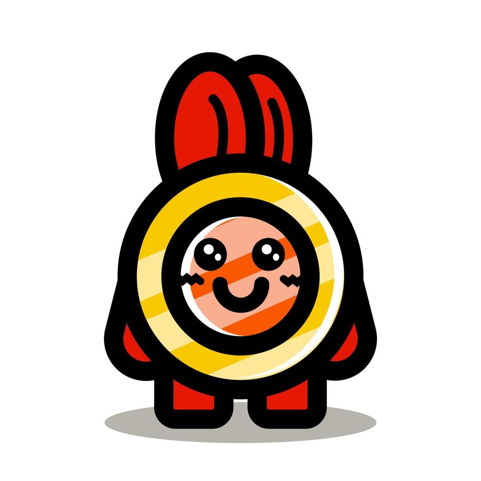 gold coin headed rabbit vector illustration, cute cartoon character