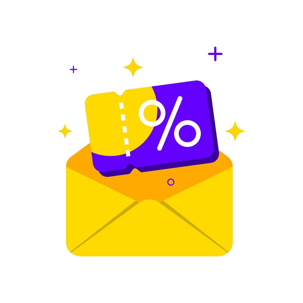 got a discount, coupon, voucher with envelope concept illustration flat design vector eps10. modern graphic element for landing page, empty state ui, infographic, icon