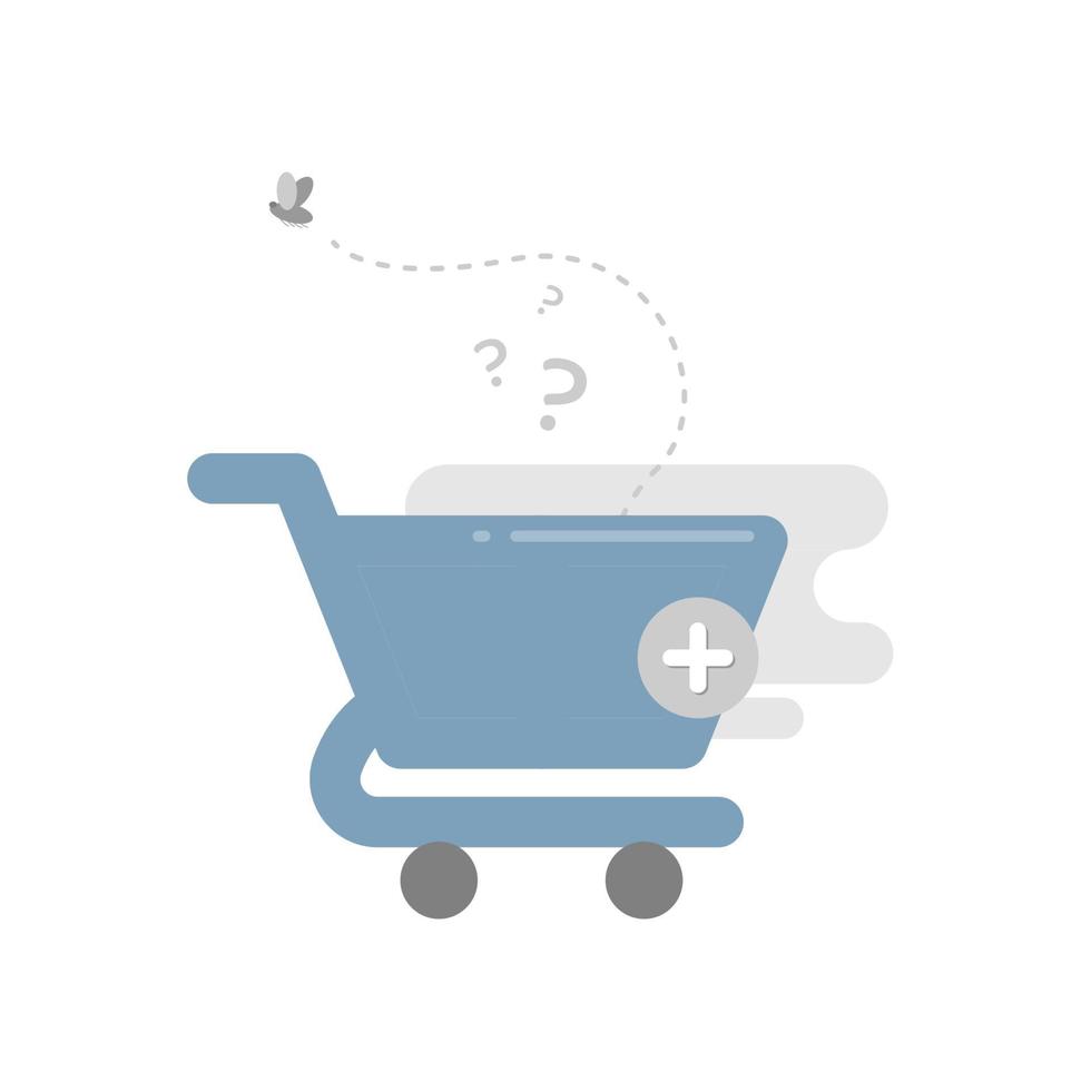 no item in the shopping cart, add product, click to shop now concept illustration flat design vector eps10. modern graphic element for landing page, empty state ui, infographic, icon