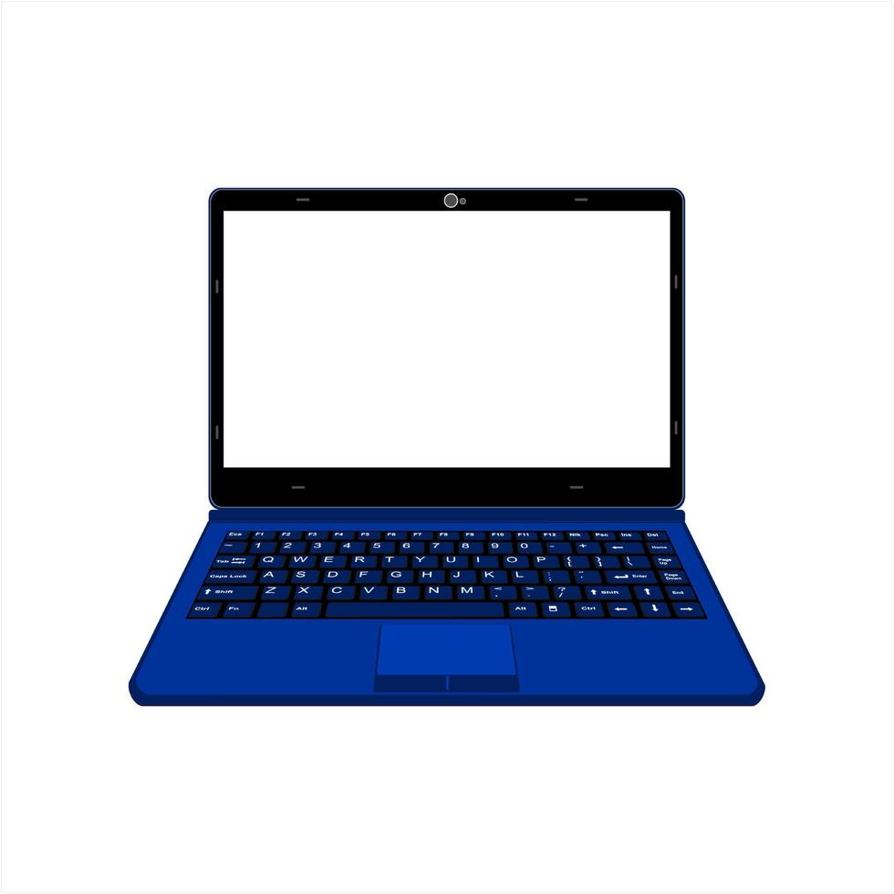 realistic laptop vector illustration in black and navy blue color