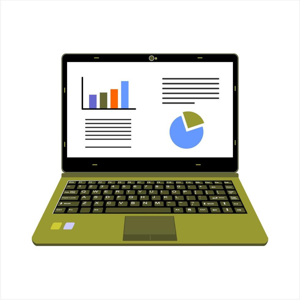 realistic laptop vector illustration display company or scientific report