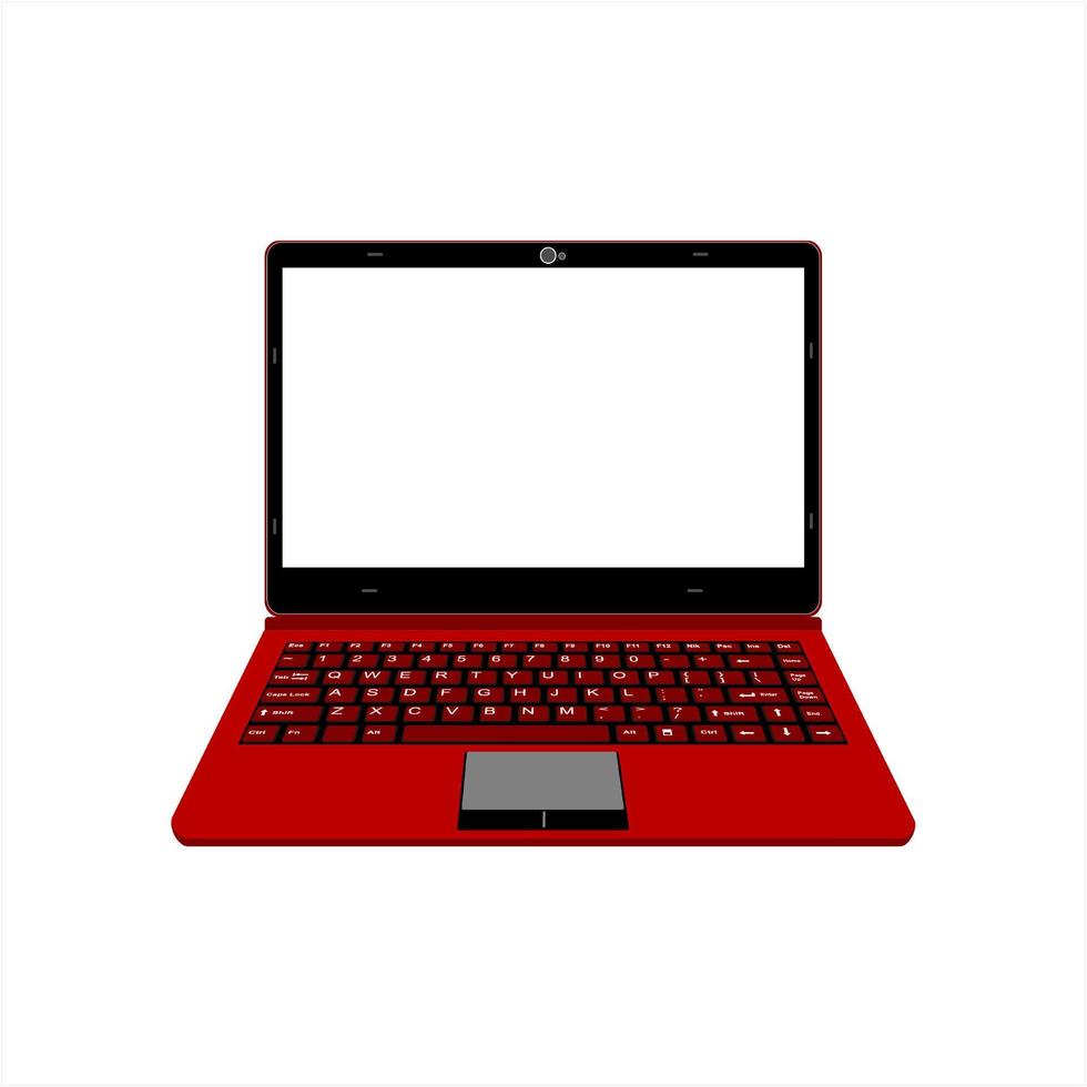 realistic laptop vector illustration in black and red color