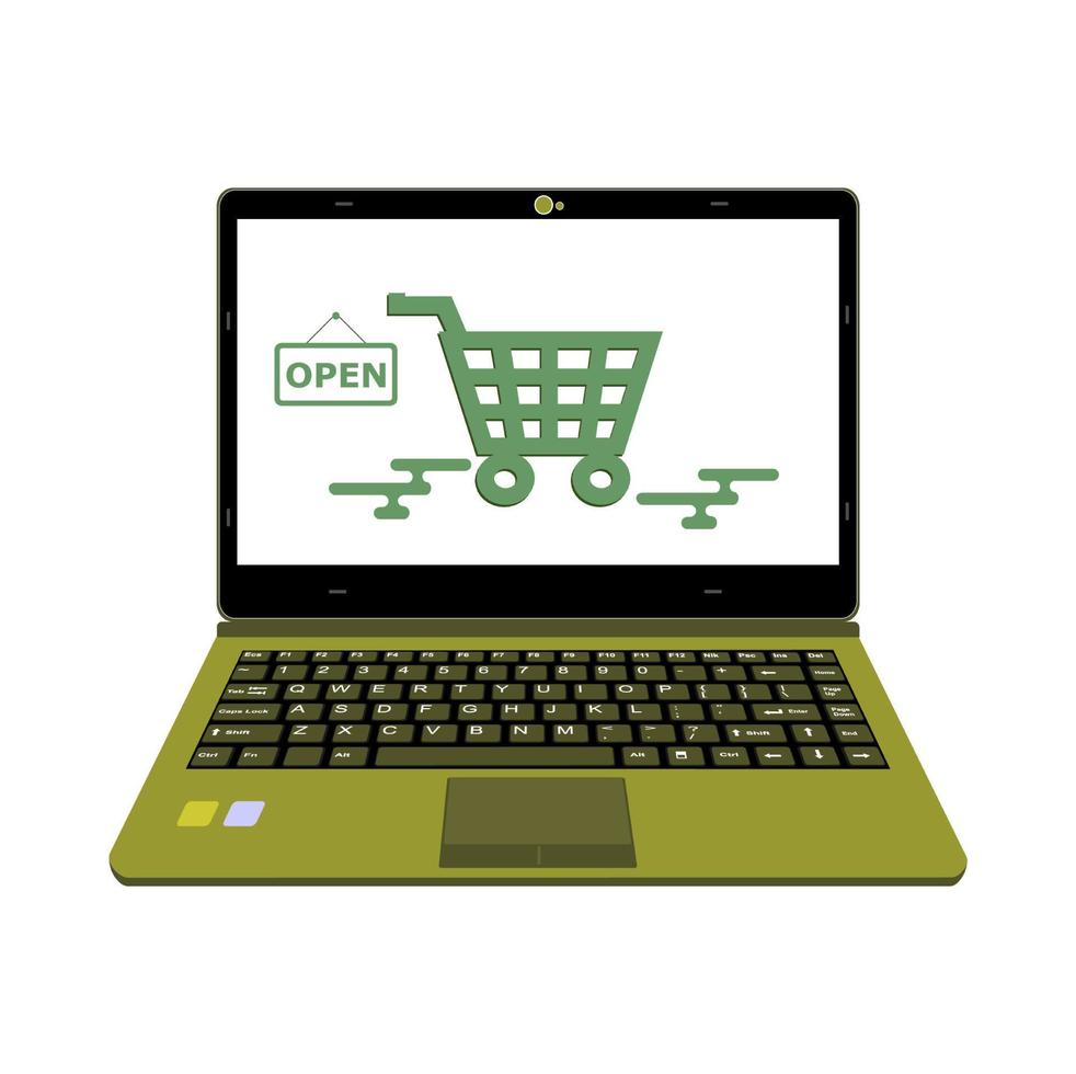 vector de computadora portátil para el pago de la tienda en línea