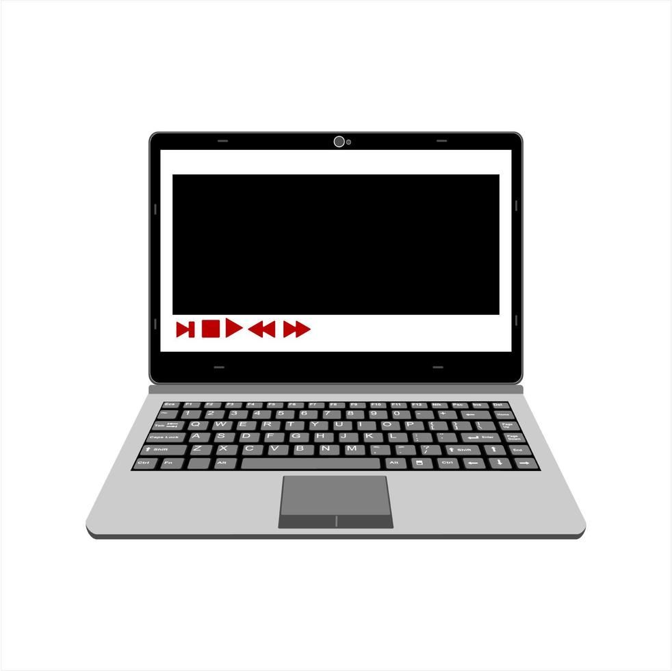 realistic laptop vector illustration display music media player