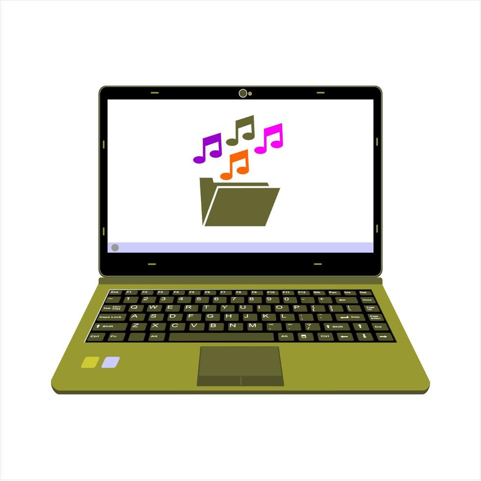 reproductor multimedia de música de pantalla de ilustración de vector de computadora portátil realista