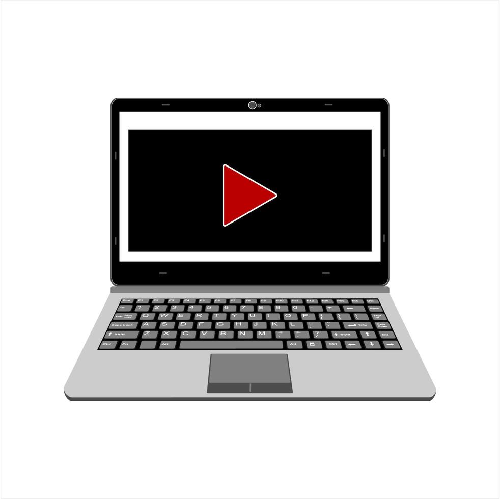 reproductor multimedia de música de pantalla de ilustración de vector de computadora portátil realista