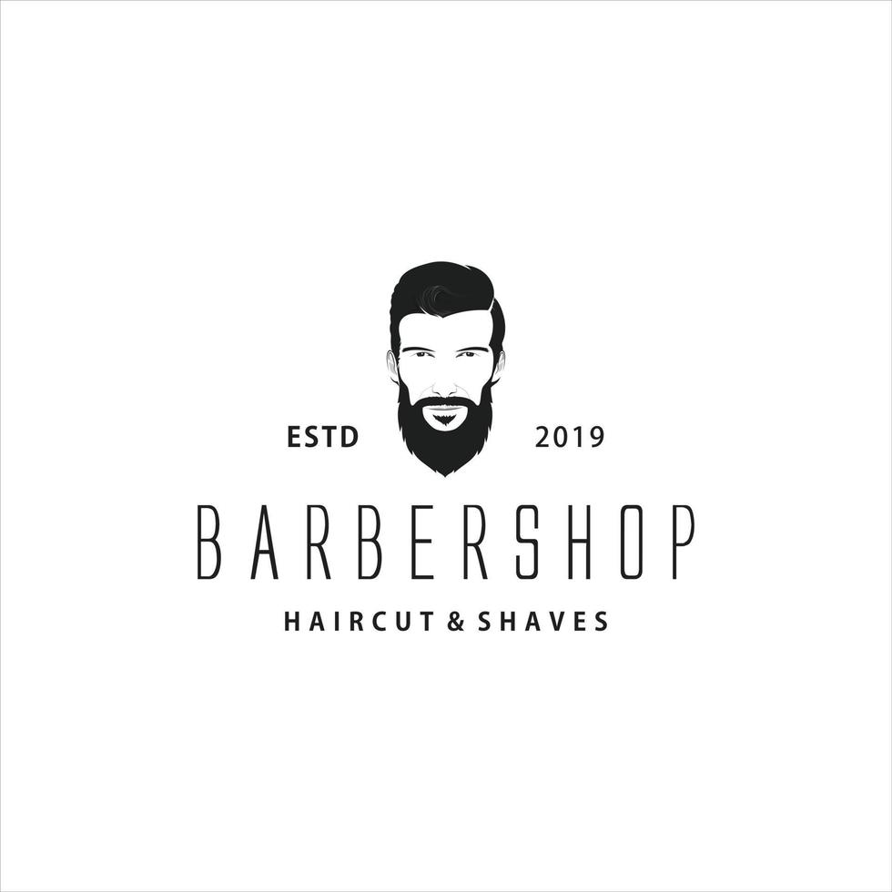 Barbershop haircut beard vintage logo design vector inspiration