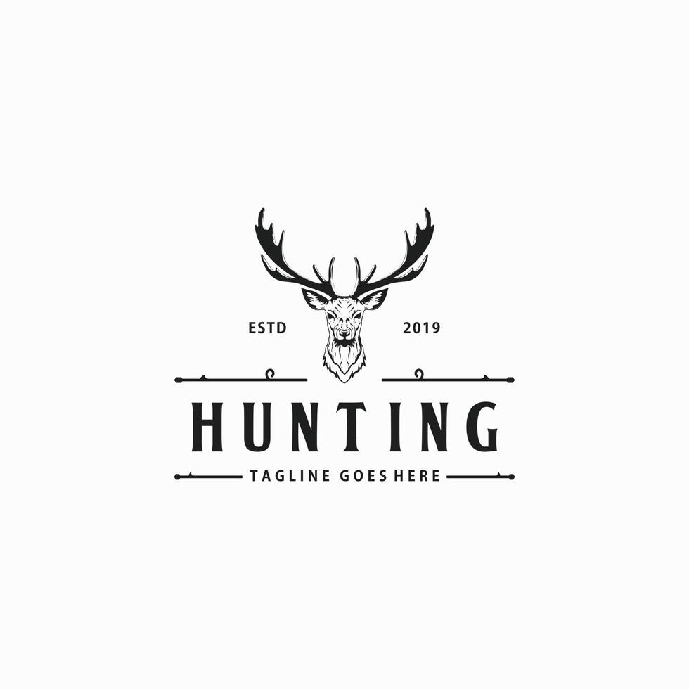 inspiración para el diseño del logotipo de la cabeza de ciervo de caza vector