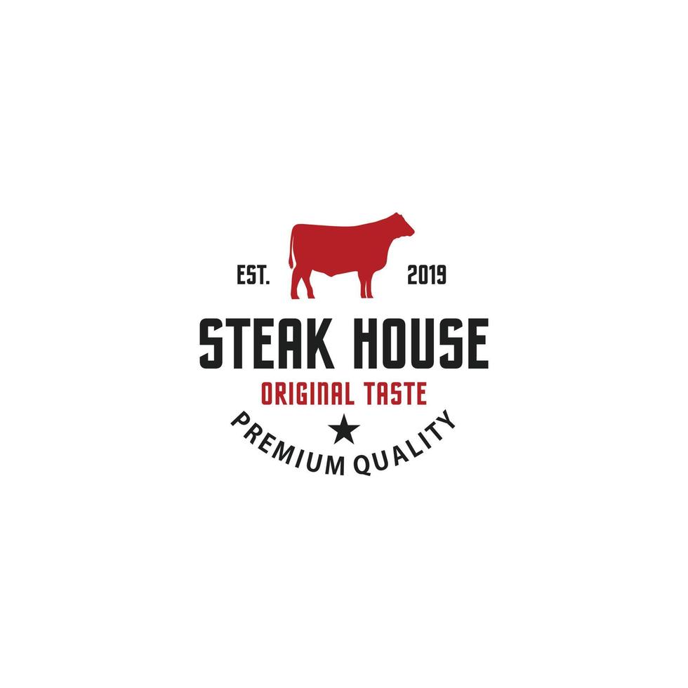 Steakhouse cow logo design flat isolated graphic vector