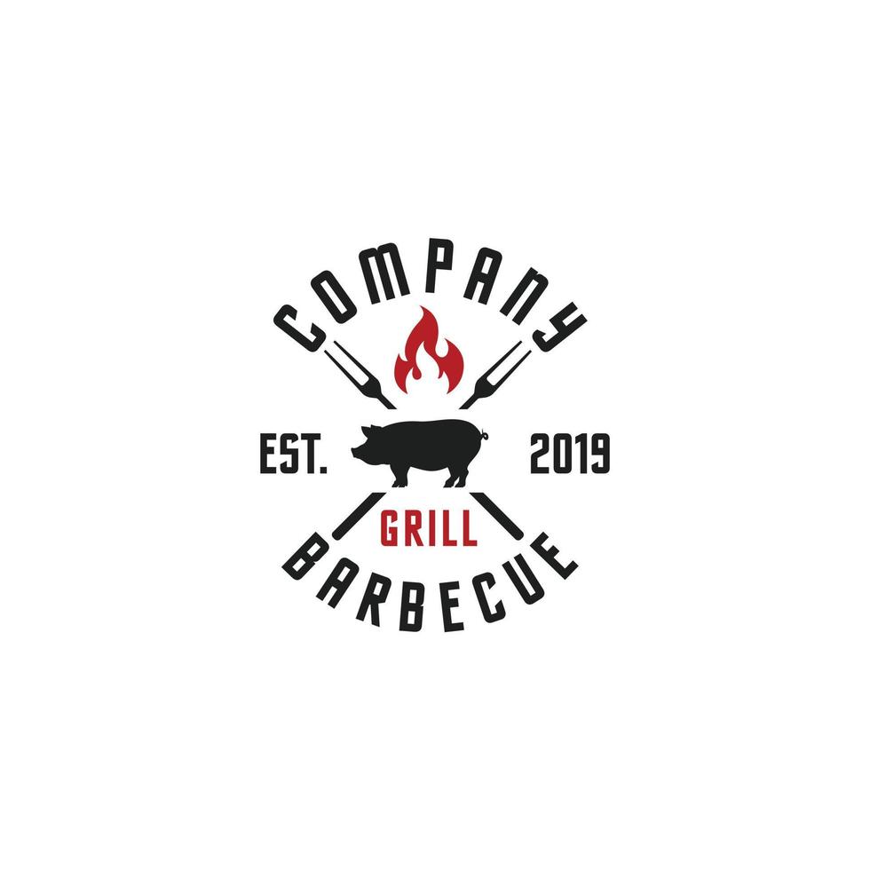 parrillada de cerdo y bistec con inspiración en el diseño del logotipo de la llama vector