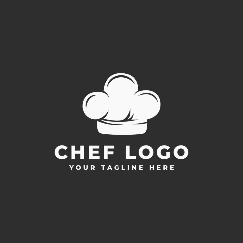 logotipo de chef de sombrero para símbolo de restaurante, café, entrega de comida, puestos de comida, etiqueta de icono hipster retro vintage con diseño de vector de elemento de tapa de cocina