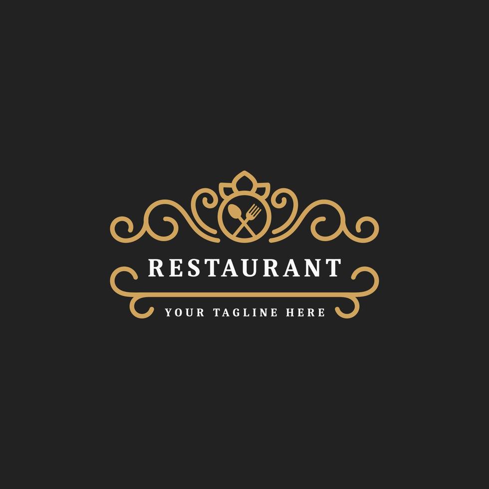 Restaurant logo template luxury royal food vector company decorative • wall  stickers vintage, vector, symbol | myloview.com