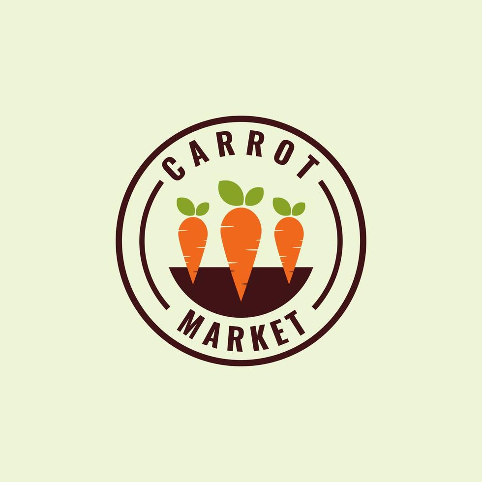 Healthy Organic Carrot Farm Logo Emblem Design Images, Daucus Carota Subsp. Sativus, Organic Market Label Vector Illustration