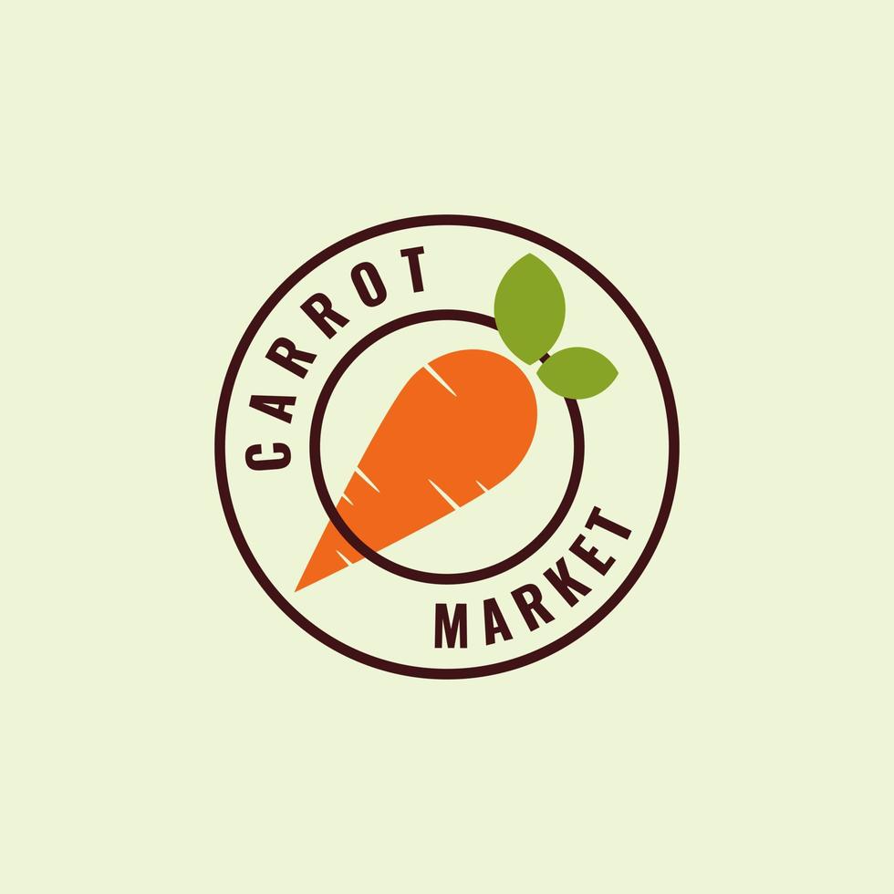 Healthy Organic Carrot Farm Logo Emblem Design Images, Daucus Carota Subsp. Sativus, Minimal Carrot Icon Vector Label Stamp For Your Business