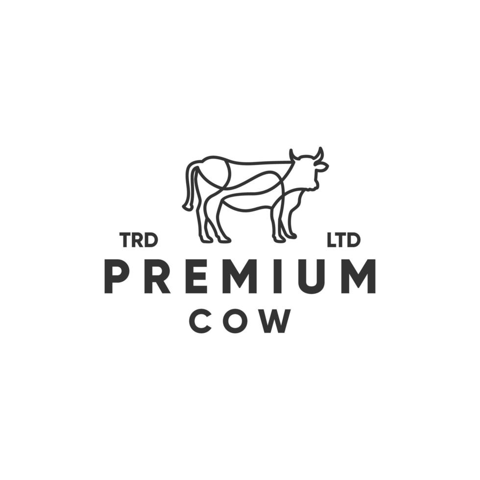 diseño de logotipo de estilo moderno de vaca premium monoline vector