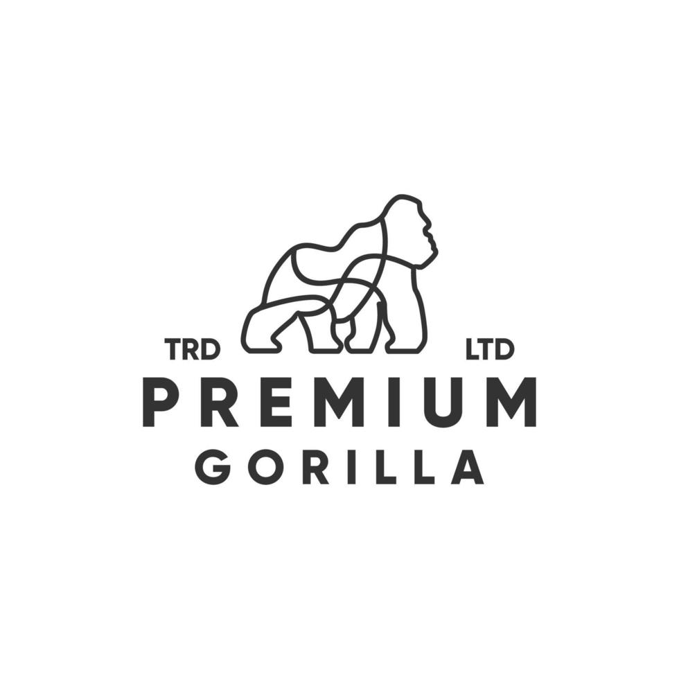 diseño de logotipo de estilo moderno monoline premium gorilla vector