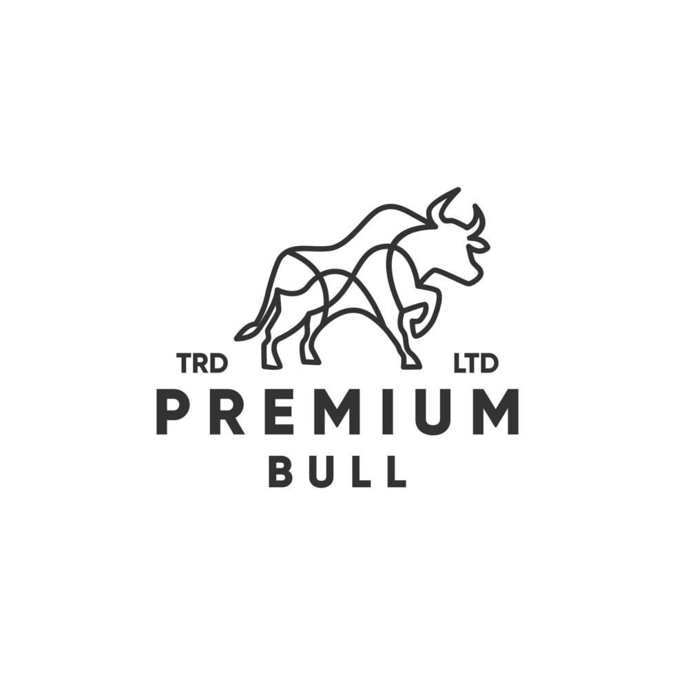 diseño de logotipo de estilo moderno monoline premium bull vector