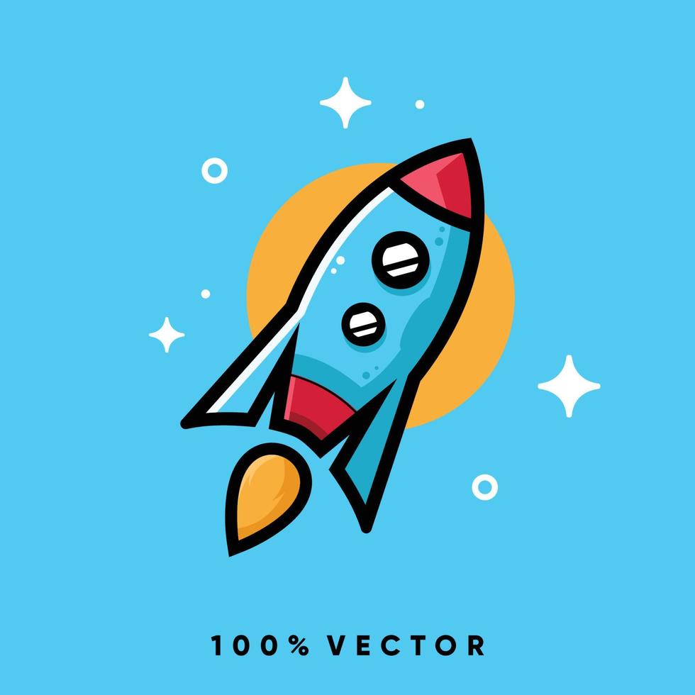 Rocket launch cartoon icon vector illustration