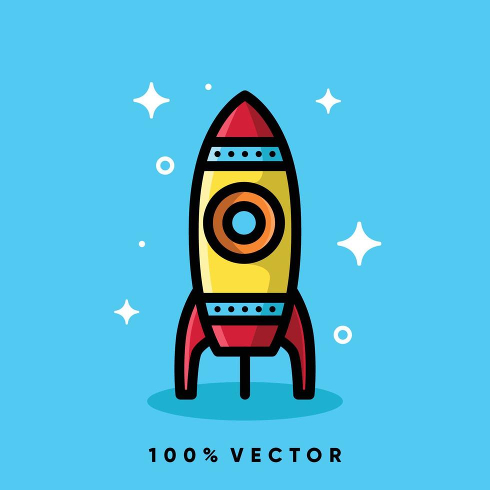 ilustración de vector de icono de dibujos animados de lanzamiento de cohete