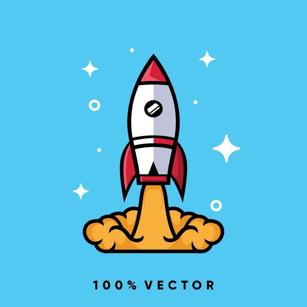 Rocket launch cartoon icon vector illustration