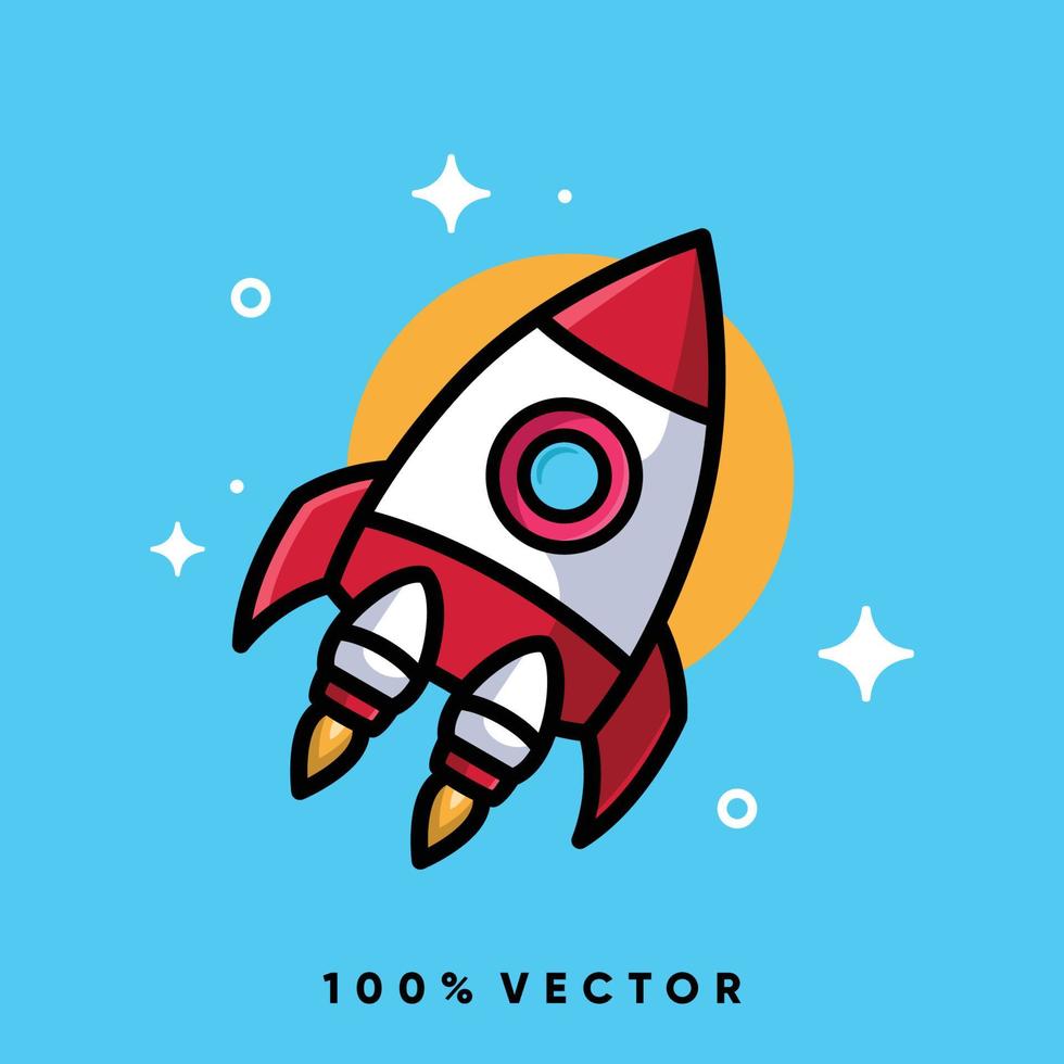 Rocket launch cartoon icon vector illustration