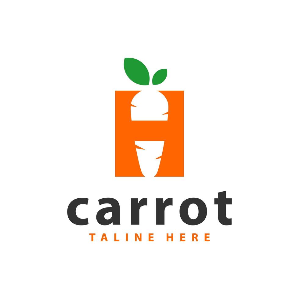 carrot vegetable illustration logo with letter H vector