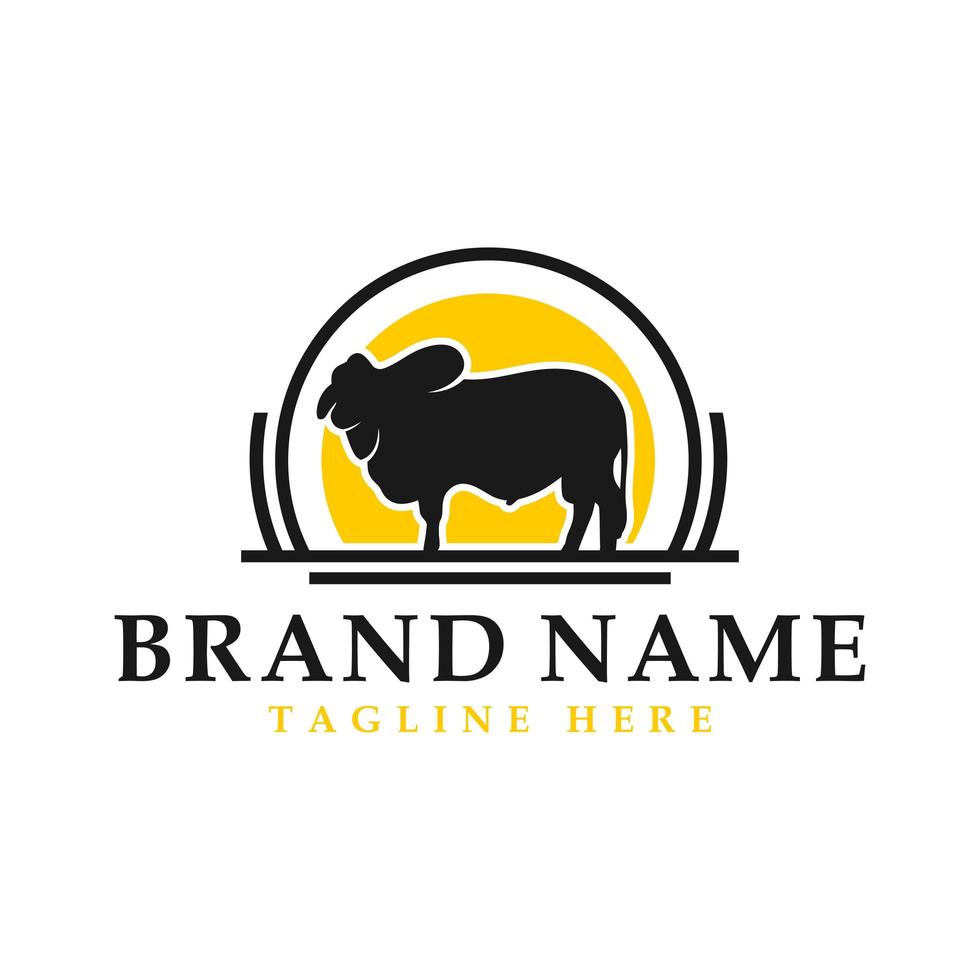 australian cow animal vintage logo vector